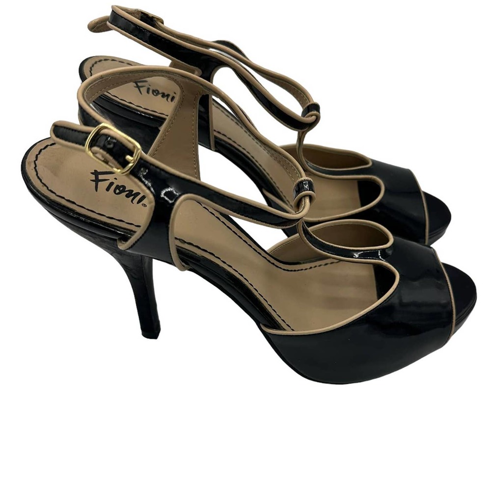 FIONI BLACK PATENT LEATHER HEELS SIZE 10M - Picture 4 of 11